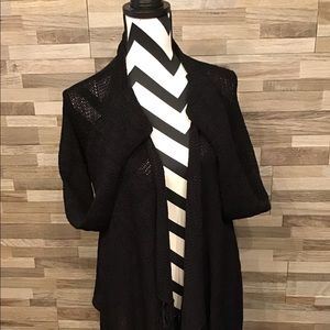 Fringed open front cardigan